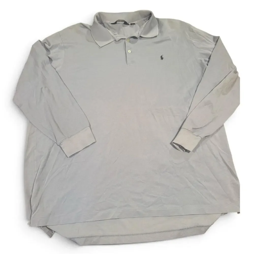 Polo Ralph Lauren Gray Striped Long Sleeve Polo Shirt Men’s XL